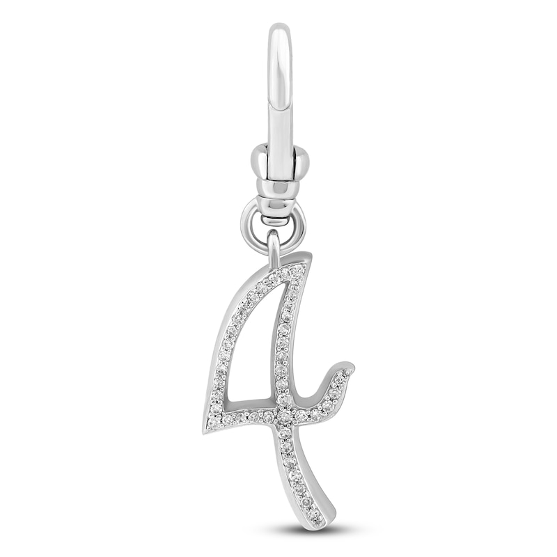 Main Image 1 of Charm'd by Lulu Frost Pavé Diamond Number 4 Charm 1/10 ct tw 10K White Gold