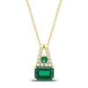 Thumbnail Image 1 of Multi-Shape Lab-Created Emerald & Diamond Drop Necklace 1/15 ct tw 10K Yellow Gold 18"