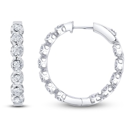 Shy Creation Diamond Inside-Out Hoop Earrings 1/2 ct tw 14K White Gold SC55024610D1.00
