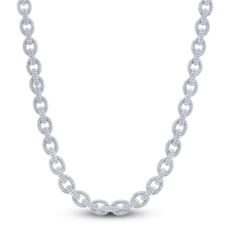 Shy Creation Diamond Chain Link Choker Necklace 6-3/8 ct tw 14K White Gold 18" SC55027062V2