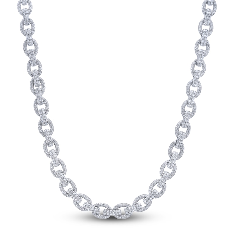 Main Image 1 of Shy Creation Diamond Chain Link Choker Necklace 6-3/8 ct tw 14K White Gold 18" SC55027062V2