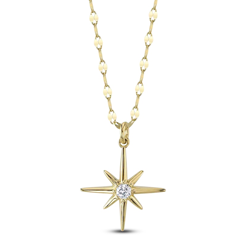 Main Image 1 of Shy Creation Diamond North Star Necklace 1/15 ct tw 14K Yellow Gold 18" SC55026688