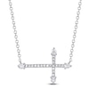 Thumbnail Image 1 of Shy Creation Diamond Sideways Cross Necklace 1/6 ct tw 14K White Gold 18" SC55020905V3