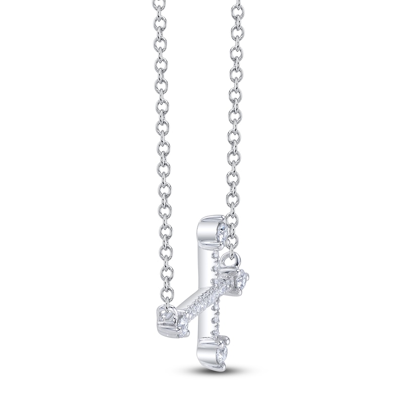 Main Image 2 of Shy Creation Diamond Sideways Cross Necklace 1/6 ct tw 14K White Gold 18" SC55020905V3