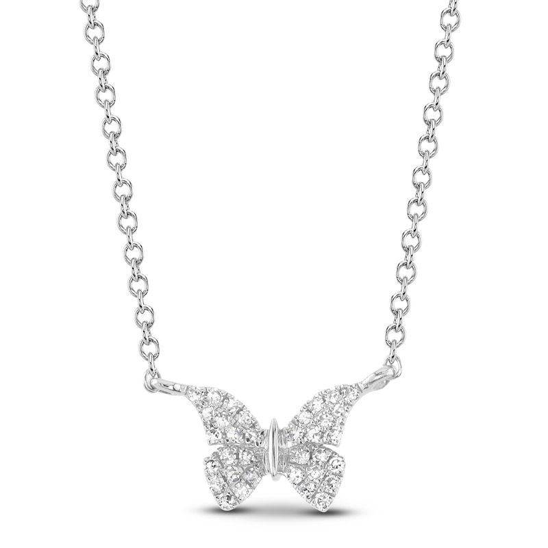 Main Image 1 of Shy Creation Diamond Butterfly Necklace 1/20 ct tw 14K White Gold 18" SC55024049V2