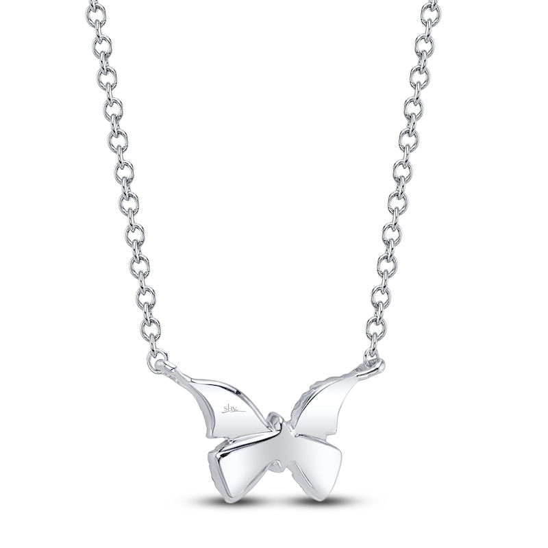 Main Image 3 of Shy Creation Diamond Butterfly Necklace 1/20 ct tw 14K White Gold 18" SC55024049V2