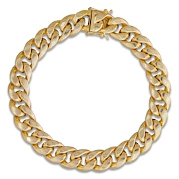 Semi-Solid Cuban Curb Chain Bracelet 11.3mm 14K Yellow Gold 8.5"