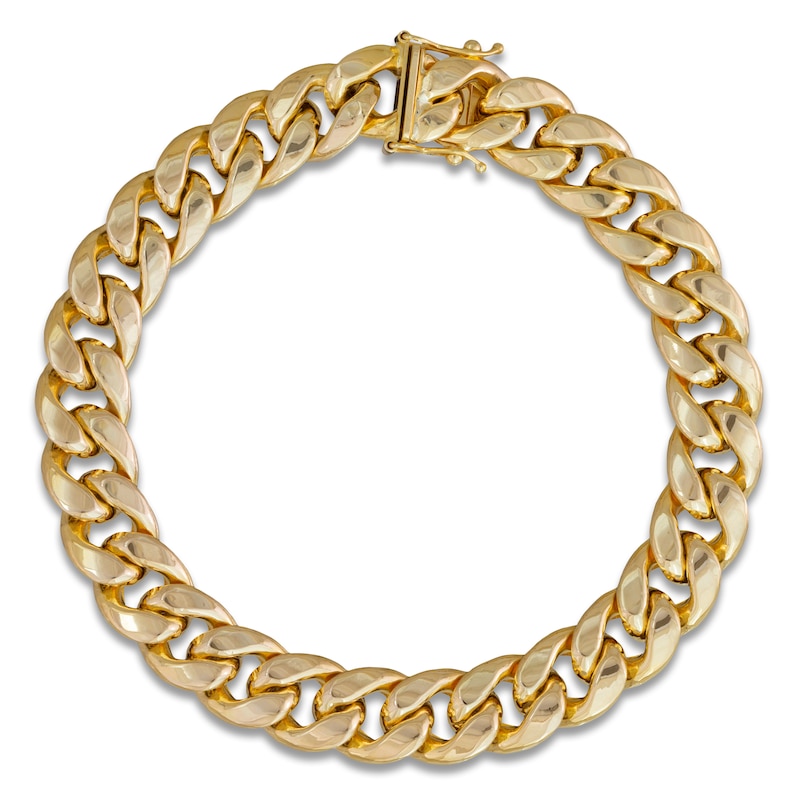 Main Image 1 of Semi-Solid Cuban Curb Chain Bracelet 11.3mm 14K Yellow Gold 8.5"