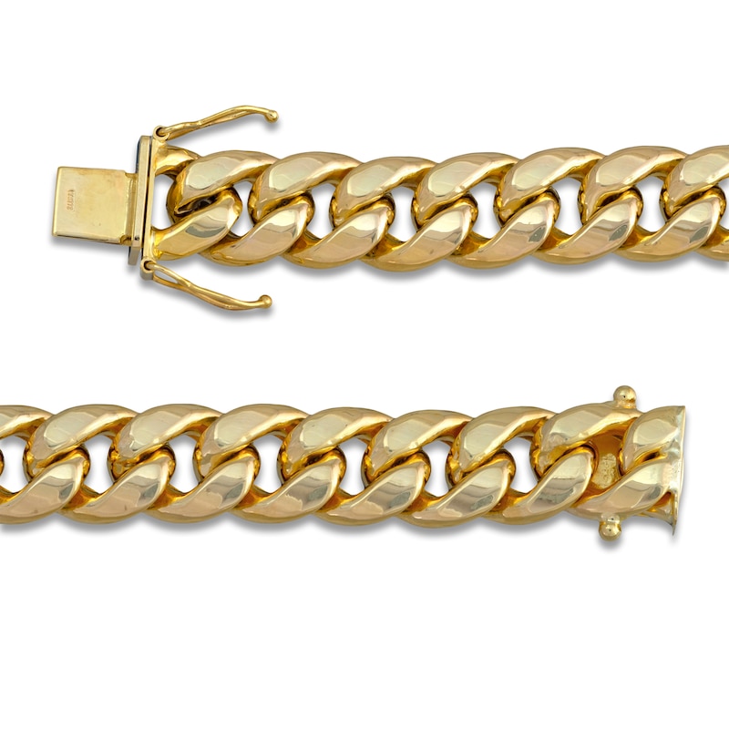 Main Image 2 of Semi-Solid Cuban Curb Chain Bracelet 11.3mm 14K Yellow Gold 8.5"