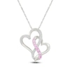 Thumbnail Image 1 of Pink & White Lab-Created Sapphire Entwined Hearts Infinity Necklace Sterling Silver 18"