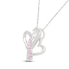 Thumbnail Image 2 of Pink & White Lab-Created Sapphire Entwined Hearts Infinity Necklace Sterling Silver 18"