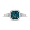 Thumbnail Image 4 of Cushion-Cut Natural London Blue Topaz & White Lab-Created Sapphire Ring Sterling Silver
