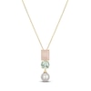 Thumbnail Image 1 of Rectangle-Cut Natural Rose Quartz, Round-Cut Natural Green Quartz & Cultured Pearl Necklace 14K Yellow Gold 18"