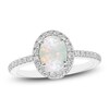 Thumbnail Image 1 of Oval-Cut Lab-Created Opal & White Lab-Created Sapphire Halo Ring Sterling Silver
