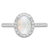 Thumbnail Image 3 of Oval-Cut Lab-Created Opal & White Lab-Created Sapphire Halo Ring Sterling Silver