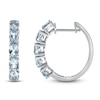 Thumbnail Image 1 of Oval-Cut Natural Aquamarine Hoop Earrings Sterling Silver