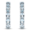Thumbnail Image 2 of Oval-Cut Natural Aquamarine Hoop Earrings Sterling Silver