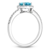 Thumbnail Image 2 of Oval-Cut Natural Swiss Blue Topaz & White Lab-Created Sapphire Halo Ring Sterling Silver