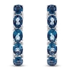Thumbnail Image 2 of Oval-Cut Natural London Blue Topaz Hoop Earrings Sterling Silver
