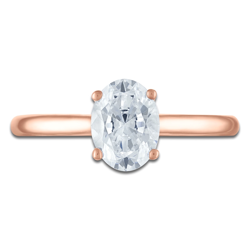 Main Image 3 of Oval-Cut Lab-Grown Diamond Solitaire Plus Engagement Ring 1 ct tw 18K Rose Gold (VS2/F)