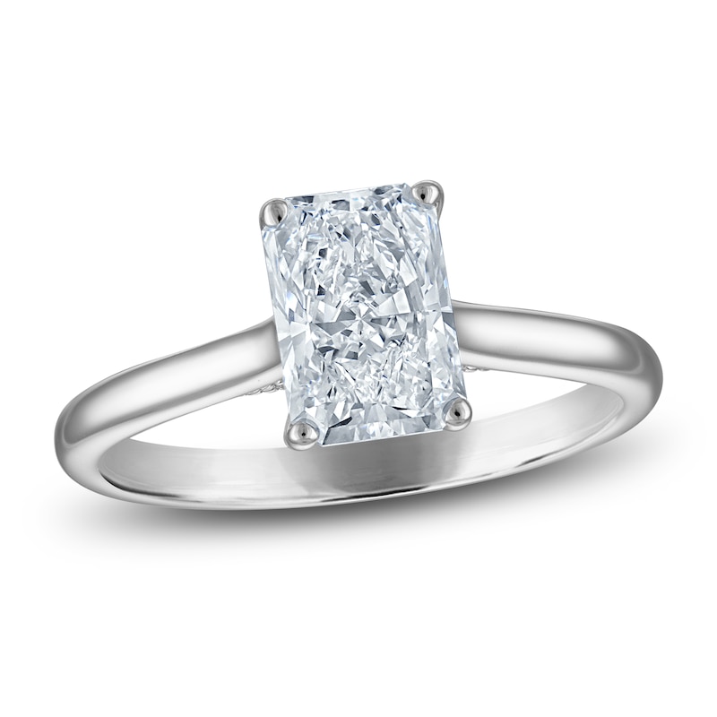 Main Image 1 of Radiant-Cut Lab-Grown Diamond Solitaire Plus Engagement Ring 1-5/8 ct tw Platinum (VS2/F)