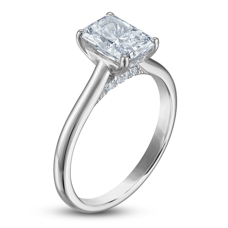 Main Image 2 of Radiant-Cut Lab-Grown Diamond Solitaire Plus Engagement Ring 1-5/8 ct tw Platinum (VS2/F)