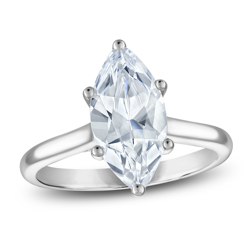 Main Image 1 of Marquise-Cut Lab-Grown Diamond Solitaire Plus Engagement Ring 2-5/8 ct tw Platinum (VS2/F)