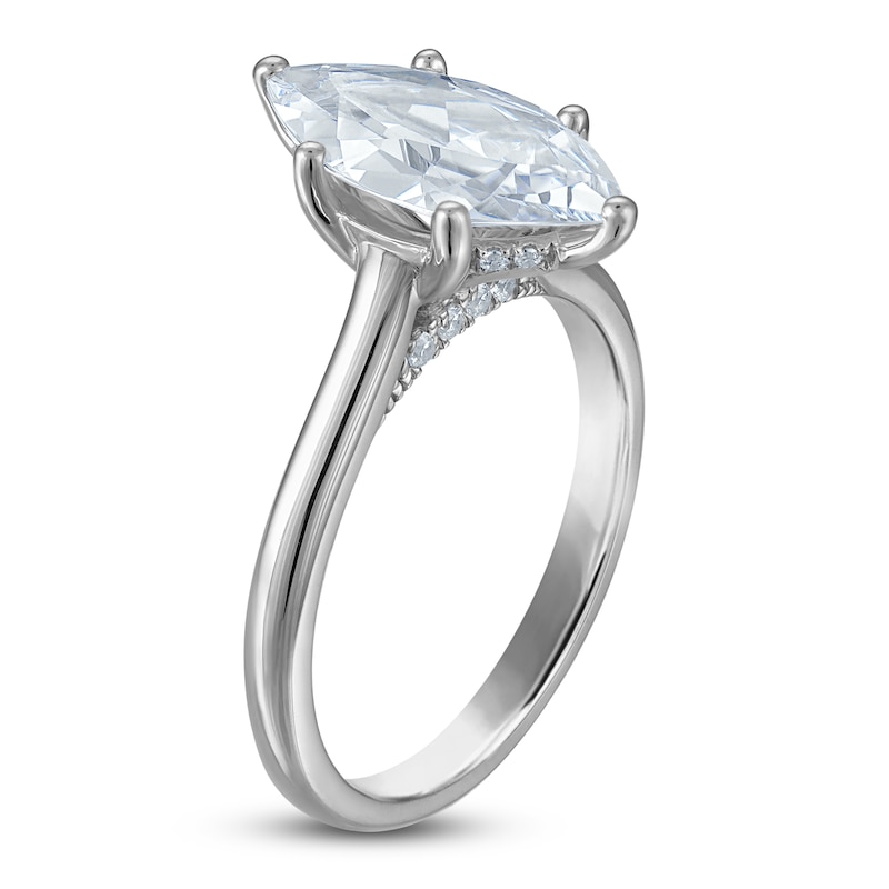 Main Image 2 of Marquise-Cut Lab-Grown Diamond Solitaire Plus Engagement Ring 2-5/8 ct tw Platinum (VS2/F)