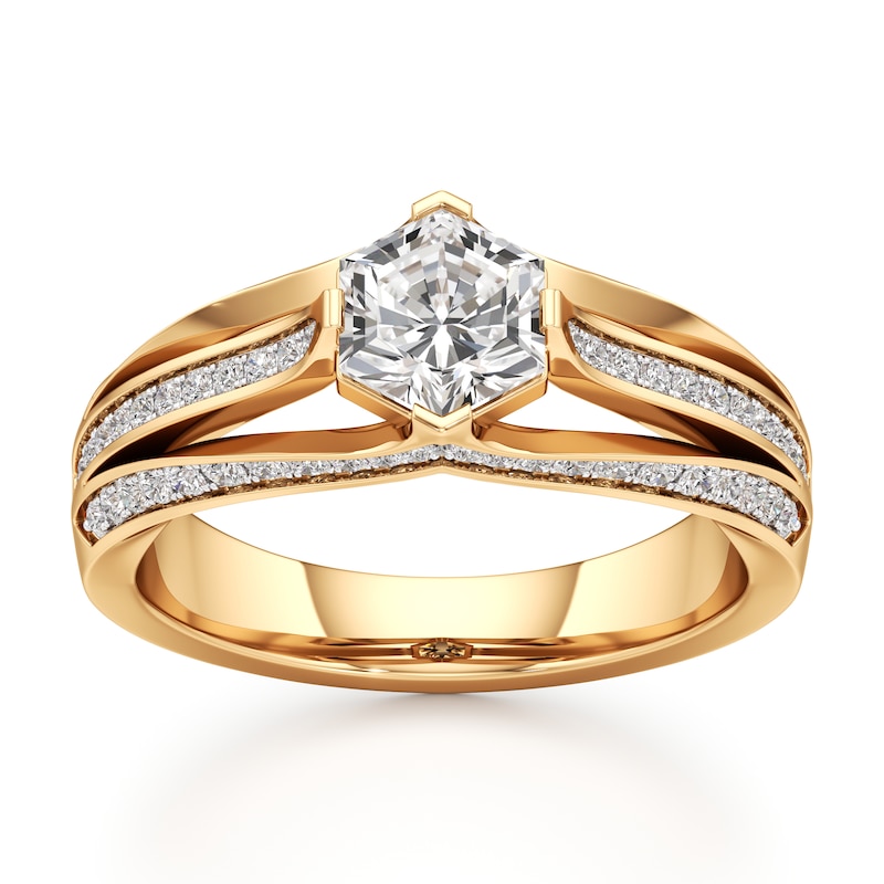 Main Image 1 of J'Lure Lab-Grown Diamond Hexagon Brilliant-Cut Engagement Ring 1-3/8 ct tw 18K Yellow Gold