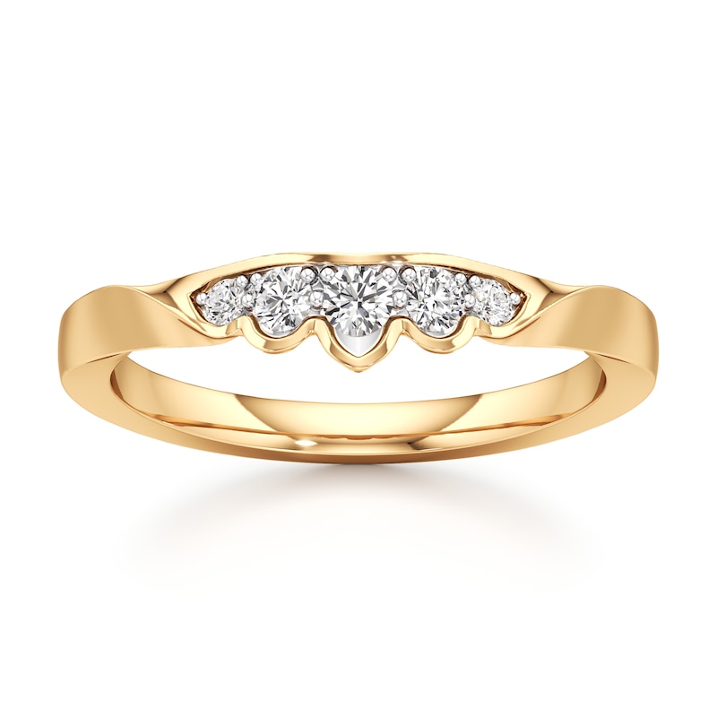 Main Image 1 of J'Lure Lab-Created Diamond Scalloped Wedding Band 1/5 ct tw 18K Yellow Gold