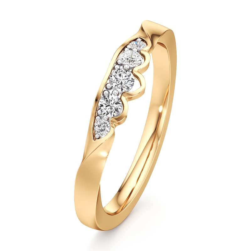 Main Image 4 of J'Lure Lab-Created Diamond Scalloped Wedding Band 1/5 ct tw 18K Yellow Gold