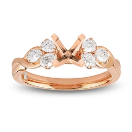 Storied Diamond Desert Sands of Eternity Pear-Shaped Trios Engagement Ring Setting 5/8 ct tw 18K Rose Gold