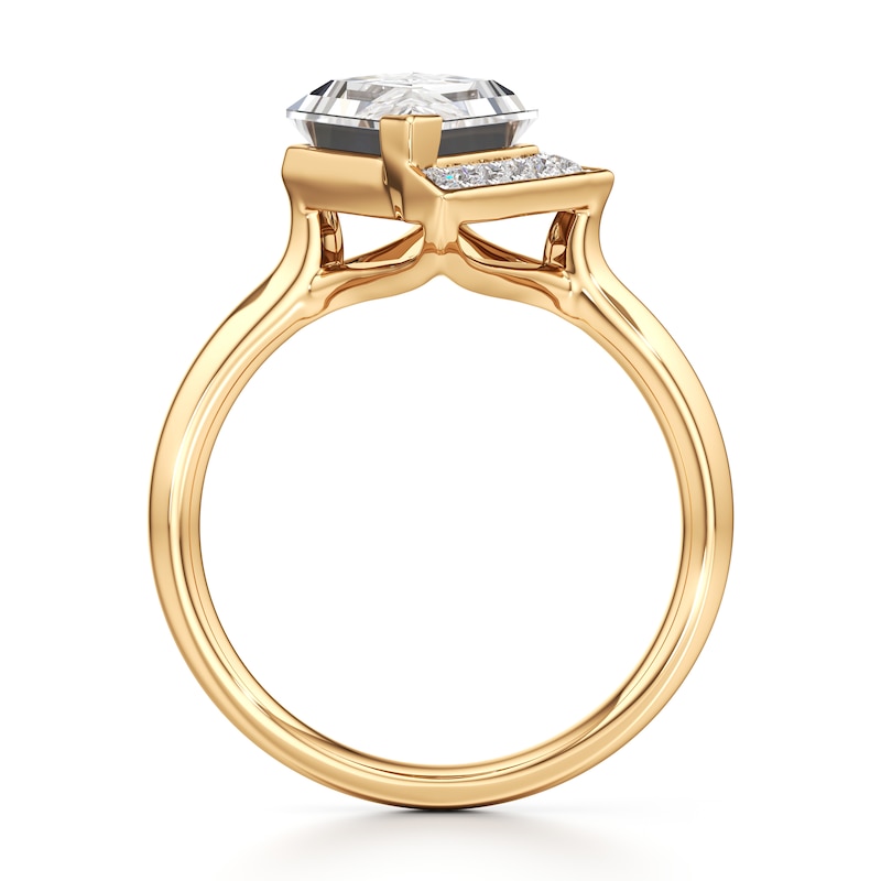 Main Image 2 of J'Lure Lozenge Step-Cut Lab-Created Diamond Half-Halo Engagement Ring 3-1/6 ct tw 18K Yellow Gold