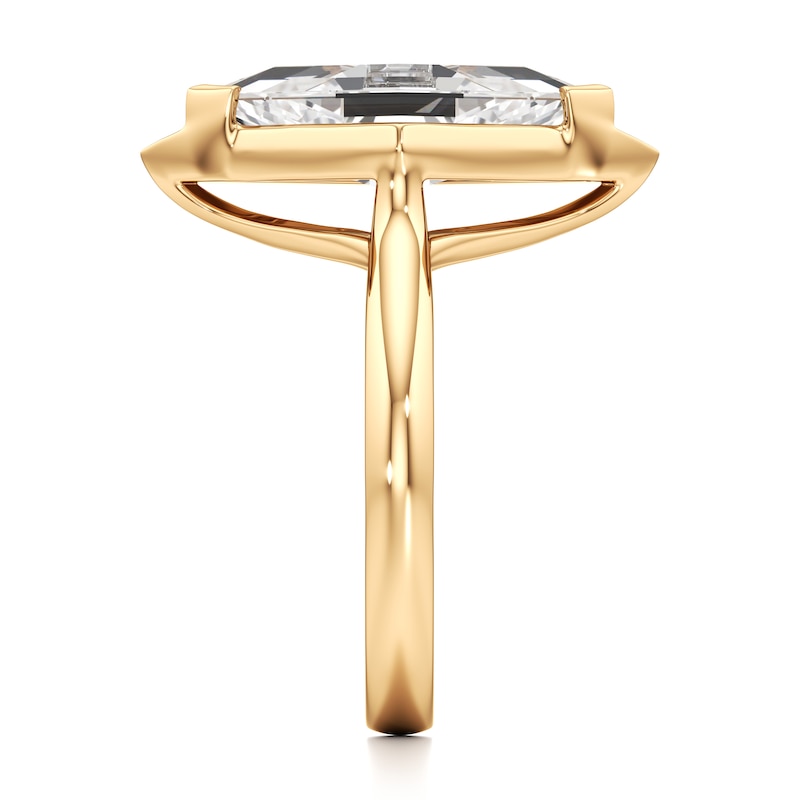 Main Image 3 of J'Lure Lozenge Step-Cut Lab-Created Diamond Half-Halo Engagement Ring 3-1/6 ct tw 18K Yellow Gold
