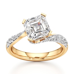 J'Lure Square-Emerald Step-Cut Lab-Grown Diamond Bypass Engagement Ring 3-5/8 ct tw 18K Yellow Gold