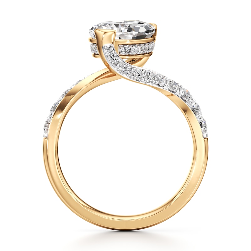 Main Image 2 of J'Lure Pear Step-Cut Lab-Grown Diamond Bypass Engagement Ring 3-1/2 ct tw 18K Yellow Gold