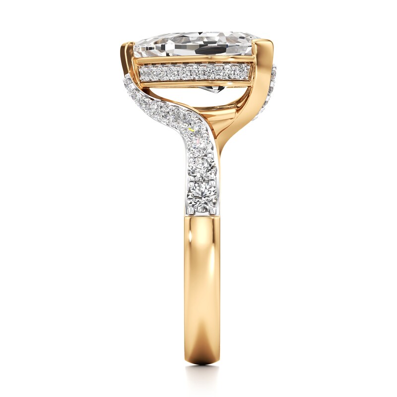 Main Image 3 of J'Lure Pear Step-Cut Lab-Grown Diamond Bypass Engagement Ring 3-1/2 ct tw 18K Yellow Gold