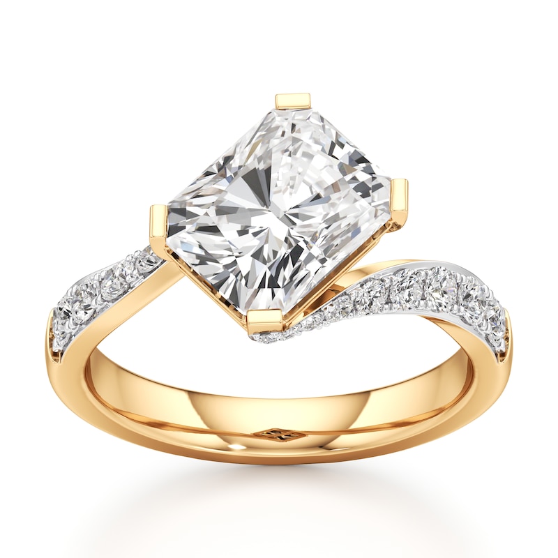 Main Image 1 of J'Lure Radiant Brilliant-Cut Lab-Grown Diamond Bypass Engagement Ring 3-1/2 ct tw 18K Yellow Gold
