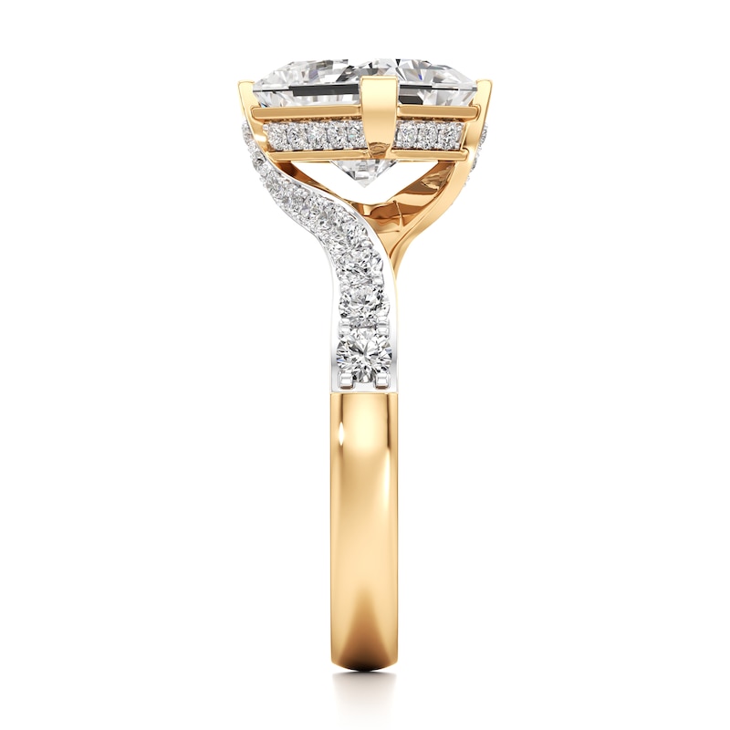 Main Image 3 of J'Lure Radiant Brilliant-Cut Lab-Grown Diamond Bypass Engagement Ring 3-1/2 ct tw 18K Yellow Gold