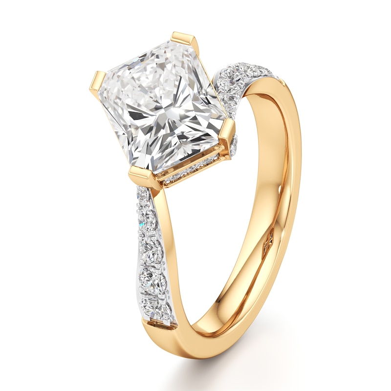 Main Image 4 of J'Lure Radiant Brilliant-Cut Lab-Grown Diamond Bypass Engagement Ring 3-1/2 ct tw 18K Yellow Gold