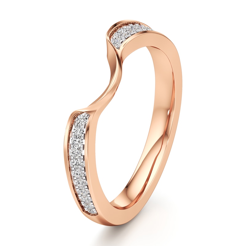 Main Image 4 of J'Lure Lab-Grown Diamond Contour Wedding Band 1/8 ct tw 18K Rose Gold
