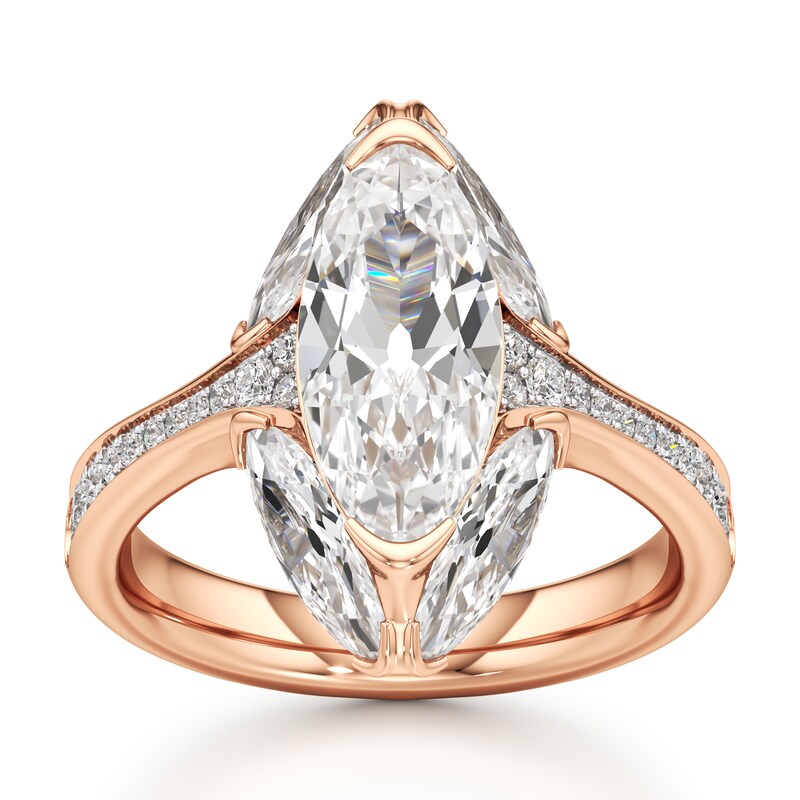 Main Image 1 of J'Lure Moval Old-Cut Lab-Grown Diamond Engagement Ring 4-1/5 ct tw 18K Rose Gold