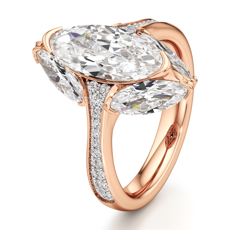 Main Image 4 of J'Lure Moval Old-Cut Lab-Grown Diamond Engagement Ring 4-1/5 ct tw 18K Rose Gold