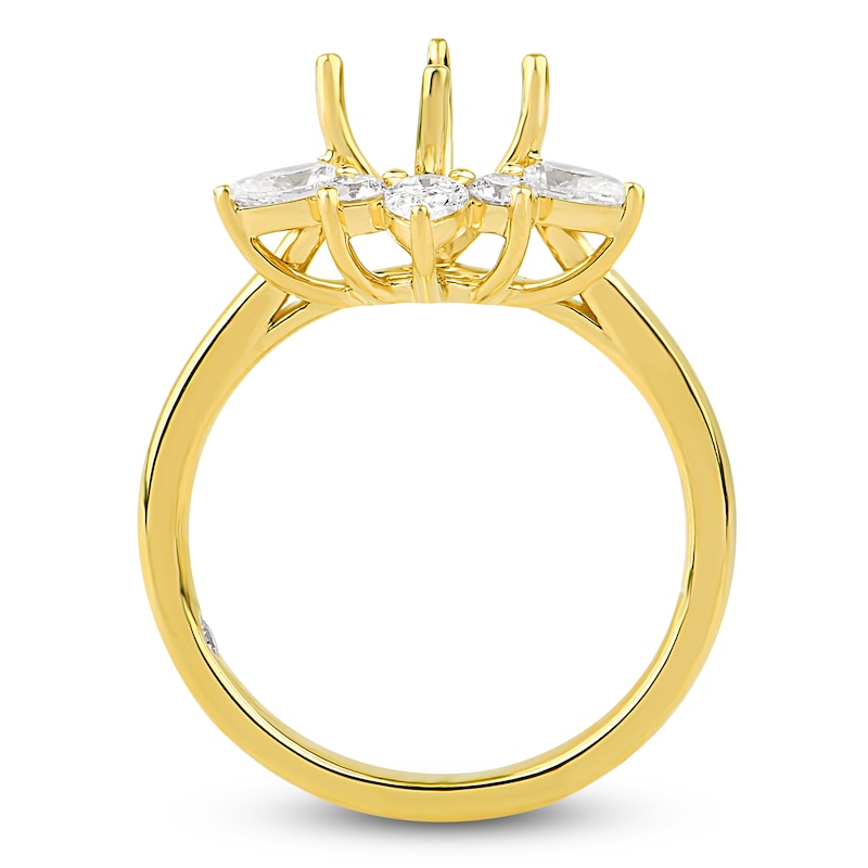 Main Image 2 of Storied Diamond Desert Sands of Eternity Pear-Shaped & Round-Cut Half-Halo Engagement Ring Setting 5/8 ct tw 18K Yellow Gold