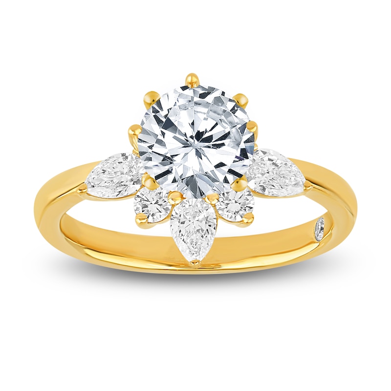 Main Image 3 of Storied Diamond Desert Sands of Eternity Pear-Shaped & Round-Cut Half-Halo Engagement Ring Setting 5/8 ct tw 18K Yellow Gold