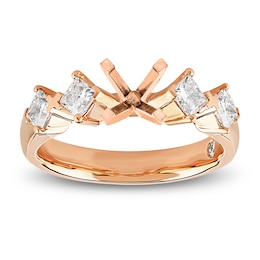 Storied Diamond Desert Sands of Eternity Princess-Cut Engagement Ring Setting 3/4 ct tw 18K Rose Gold
