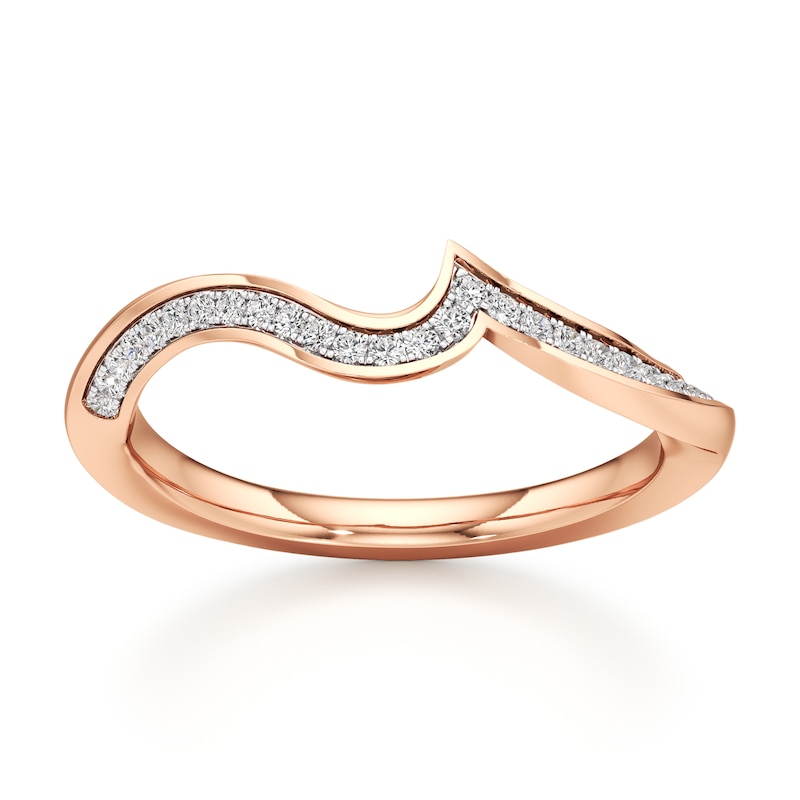 Main Image 1 of J'Lure Lab-Grown Diamond Contour Wedding Band 1/8 ct tw 18K Rose Gold