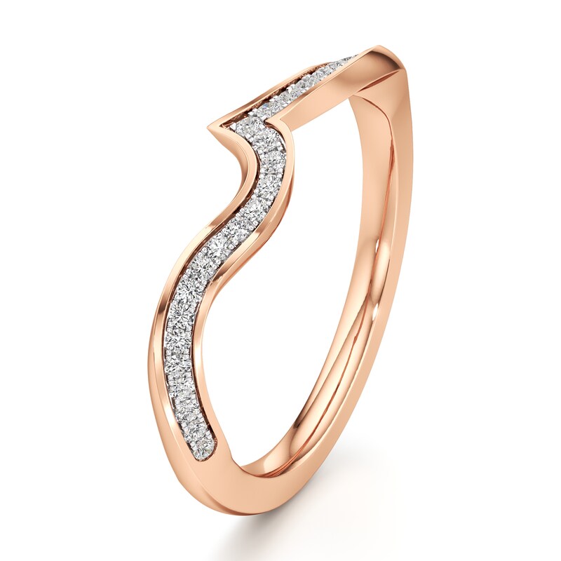 Main Image 4 of J'Lure Lab-Grown Diamond Contour Wedding Band 1/8 ct tw 18K Rose Gold