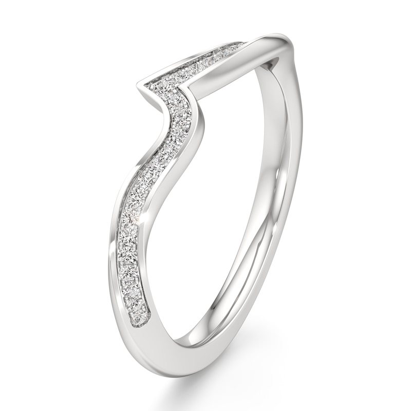 Main Image 4 of J'Lure Lab-Grown Diamond Contour Wedding Band 1/8 ct tw 18K White Gold