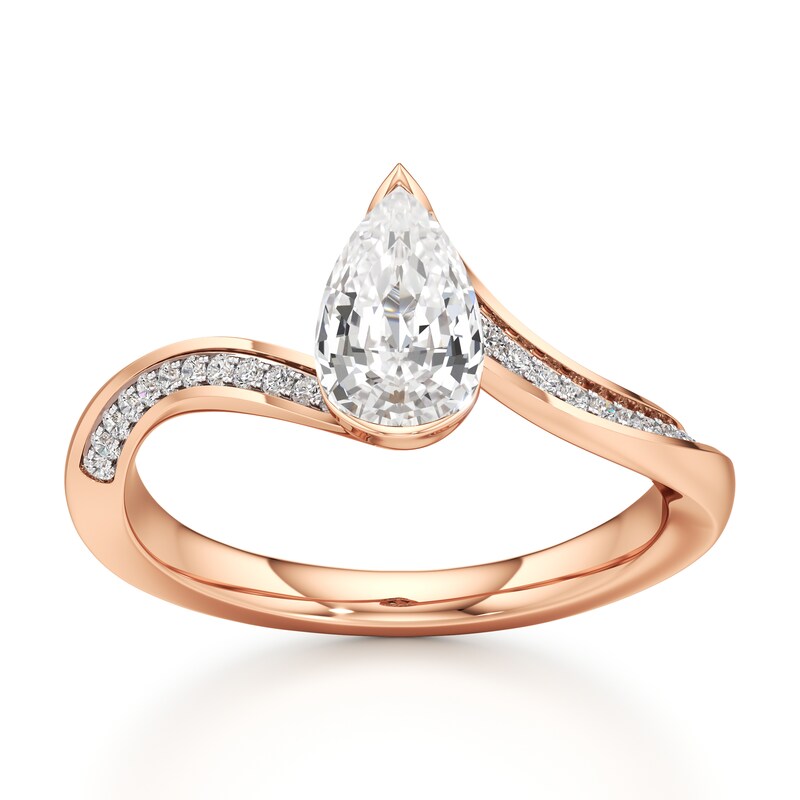 Main Image 1 of J'Lure Pear Step-Cut Lab-Grown Diamond Bypass Engagement Ring 1-1/6 ct tw 18K Rose Gold